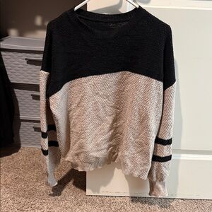 Black and Beige Colorblock Knit Sweater